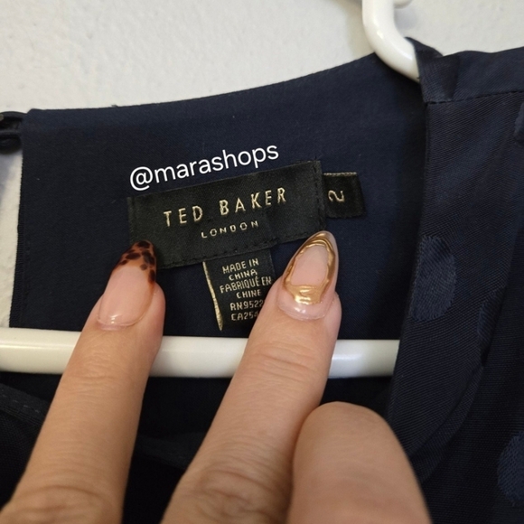 Ted Baker Livela Spot Jacquard Midi Dress, Navy Blue - Picture 6 of 9